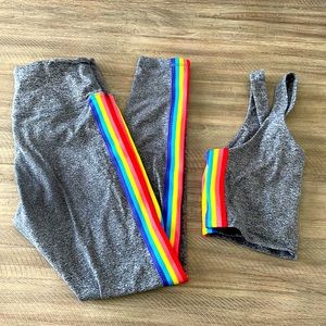 Spiritual Gangster Rainbow Stripe 7/8 Essential Leggings and Top Set - Medium
